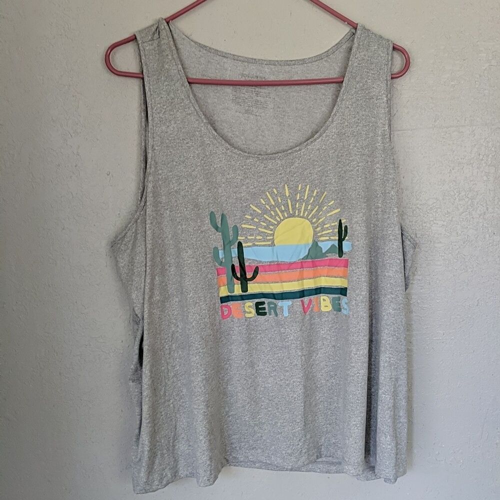 Joyspun Sleep Tank Top Desert Vibes 2XL Sleeveless Gray Multicolor